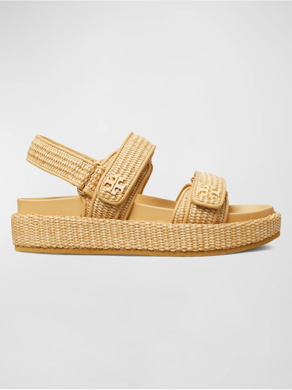 Tory Burch Beige Woven Platform Sandals - Picture 2 of 7